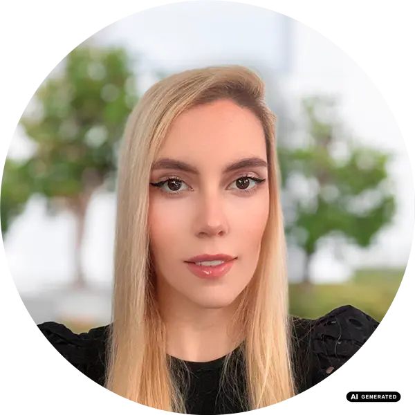 Eine blonde Frau mit langem Haar und auffälligem Make-up
