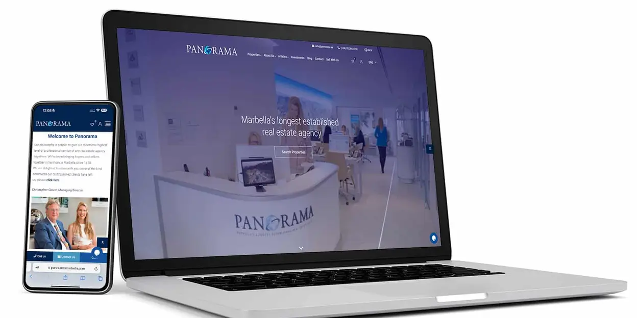 Laptop and smartphone showcasing real estate website interface