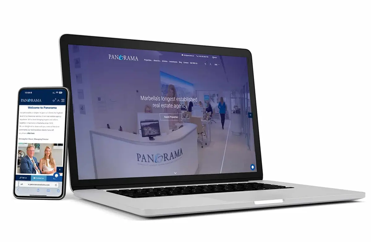 Laptop and smartphone showcasing real estate website interface