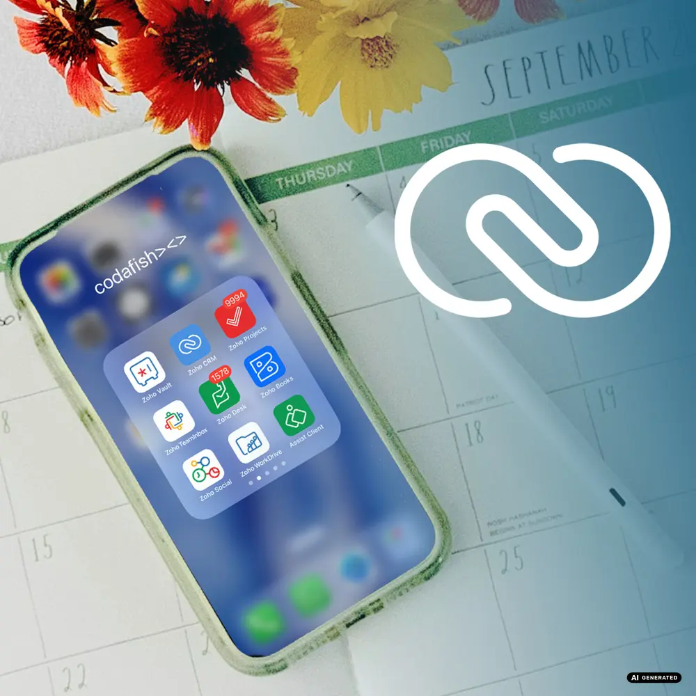 Smartphone displaying apps on a calendar page