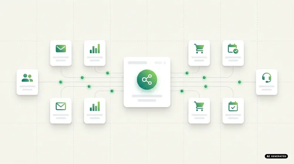Diagram illustrating interconnected workflow management icons