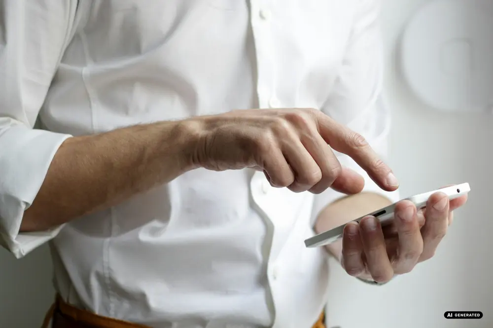 Person in white shirt using a smartphone