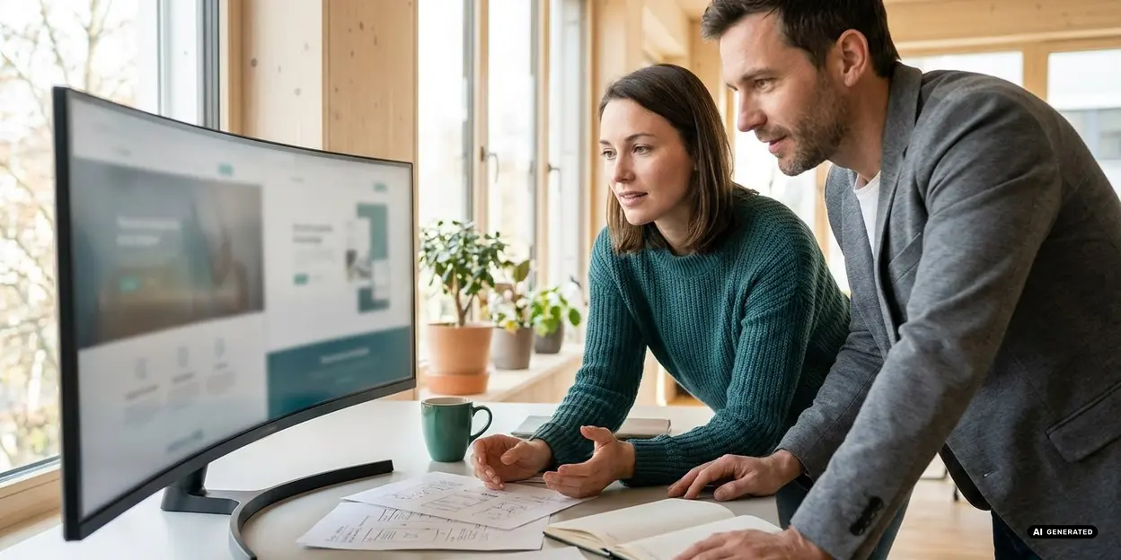 Two colleagues working together at a computer