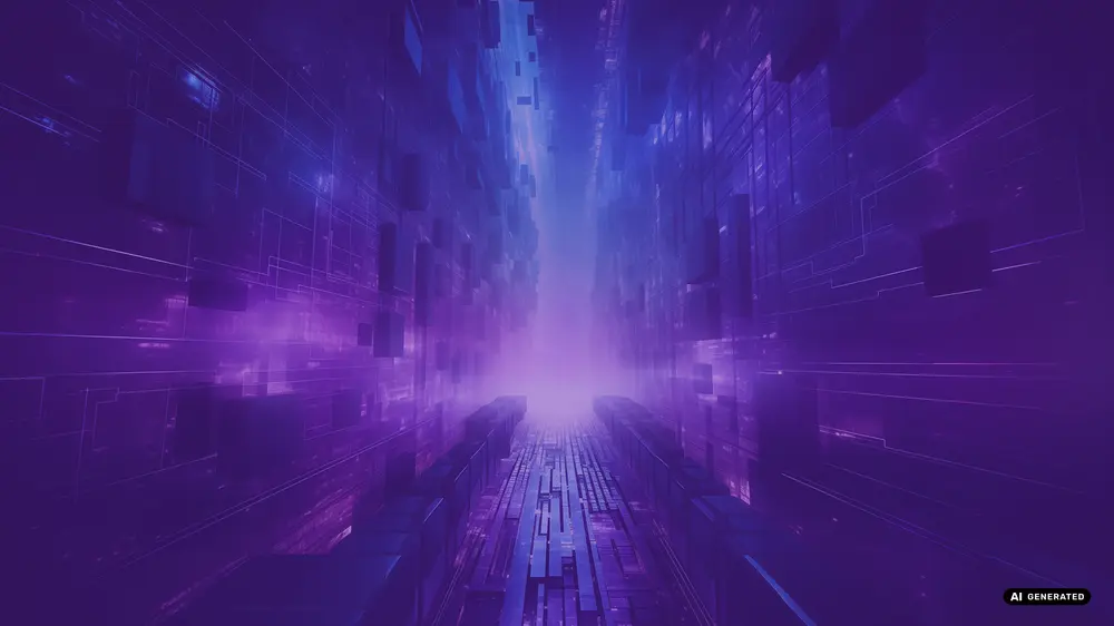 Futuristic purple and blue digital tunnel