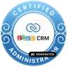 Blue badge with Zoho CRM Certified Administrator