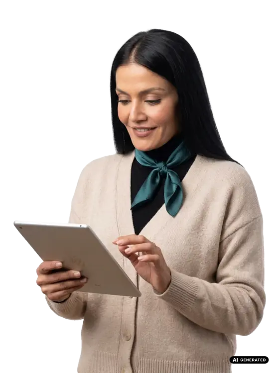 Frau benutzt ein Tablet