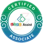 Badge with Zoho and Assist logo stating Certified Associate