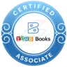 Blaues Badge für Zoho Books Zertifizierten Associate