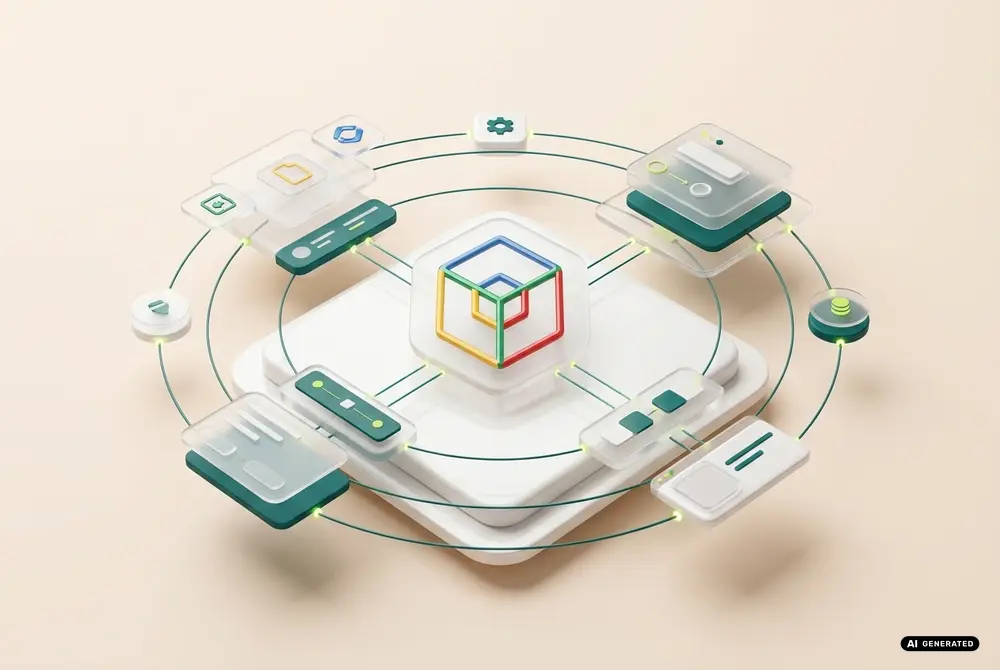 Abstract 3D Representation of a Digital Network